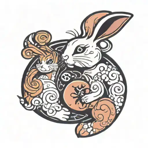 yin yang symbol using the playboy bunny rabbit tattoo design idea