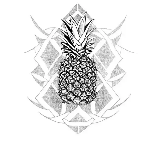 upside-down pineapple, celric knotwork, on upper right chest and shoulder tattoo design idea