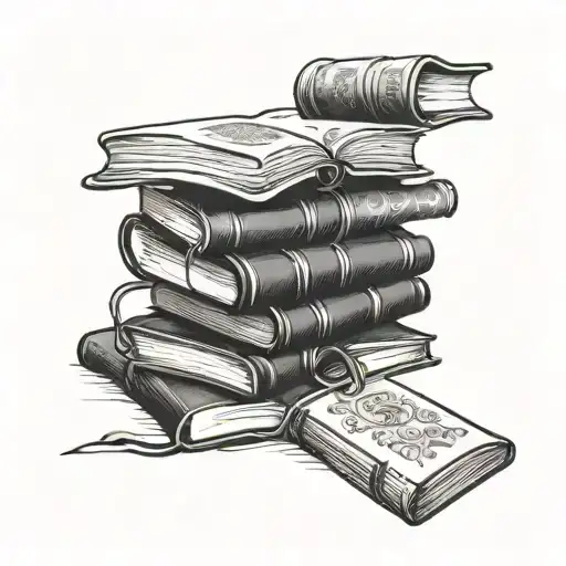 thick books pile consisting of 5 tattoo design idea