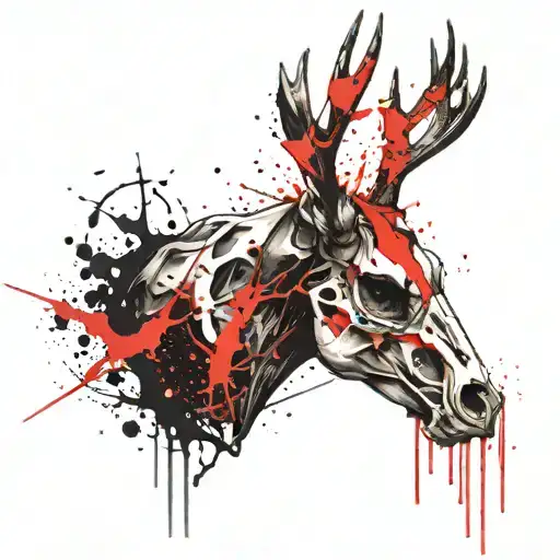 deer skull tattoo design idea