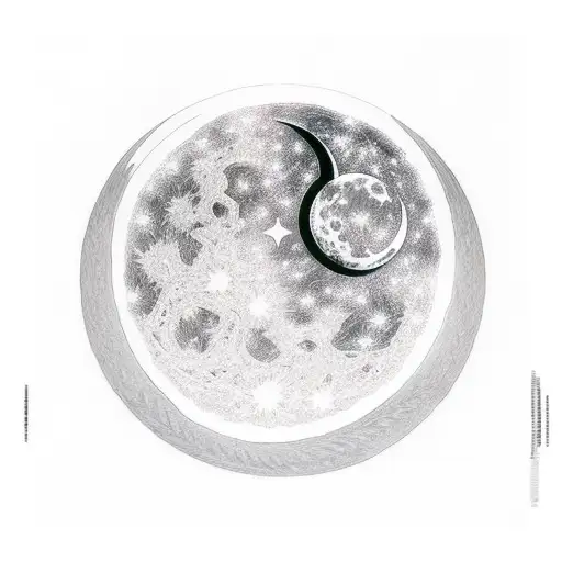 Arabic window through which a waning crescent moon can be seen tattoo design idea