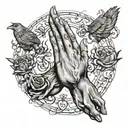 I want a shoulder tattoo that says I fear no one but god with prayer hands together in English writing  tattoo design idea