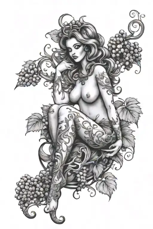 full body siren grapes by kraken tentacles tattoo design idea