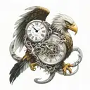 dragon, eagle, time, money tattoo design idea