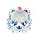 red panda with ocean  tattoo design idea
