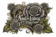 in writing Ana Lucia is the name of my heart with hearts and roses tattoo design idea