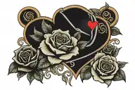 in writing Ana Lucia is the name of my heart with hearts and roses tattoo design idea