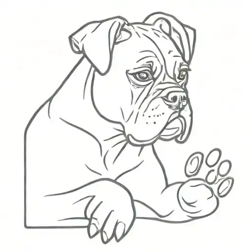 boxer dog paw tattoo design idea