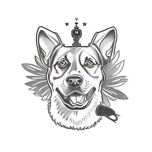 black labrador beside a motorcylce with a swmall Wren  tattoo design idea