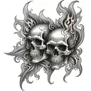 flames skulls surrounded tattoo design idea