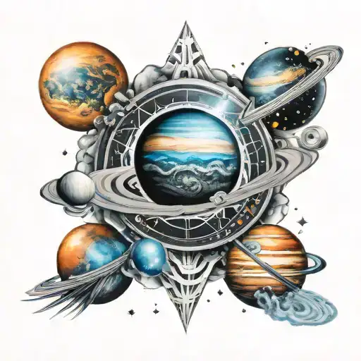 Chakra Planets Galaxy tattoo design idea