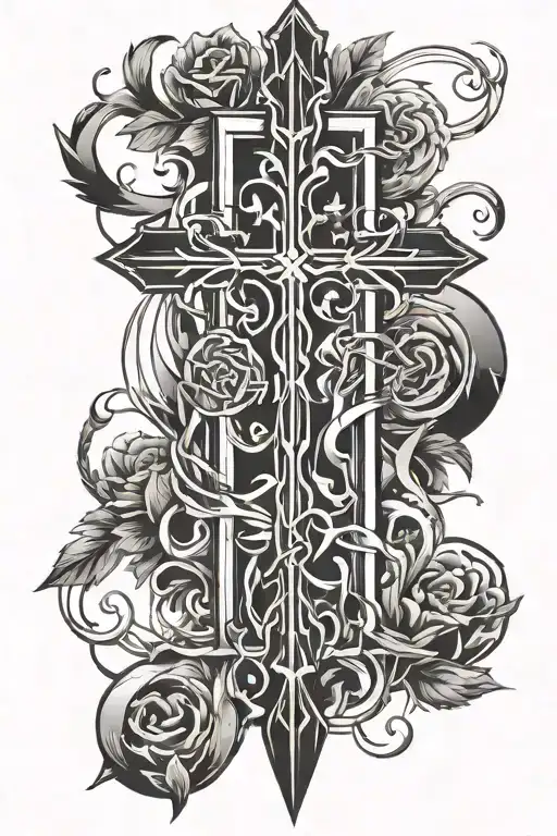 cross and pitchfork  tattoo design idea
