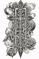 cross and pitchfork  tattoo design idea