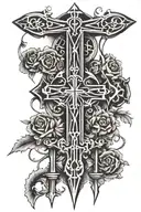 cross and pitchfork  tattoo design idea