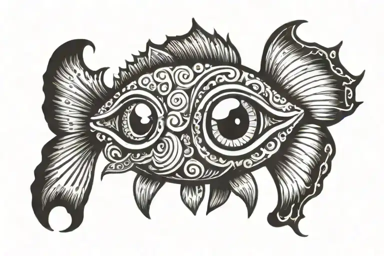 big eyed fish tattoo design idea