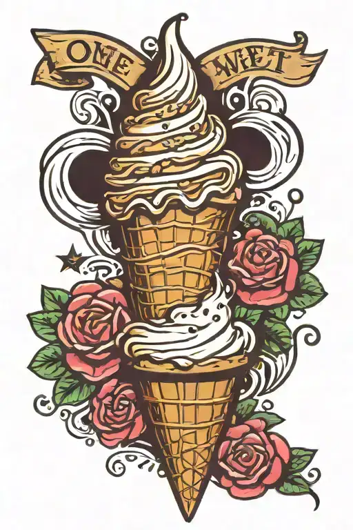 one sweet world ice cream cone melting tattoo design idea