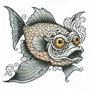 big eyed fish tattoo design idea