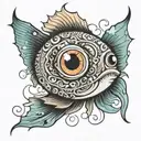 big eyed fish tattoo design idea
