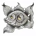 big eyed fish tattoo design idea