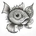big eyed fish tattoo design idea