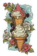 one sweet world ice cream cone melting tattoo design idea