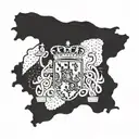 A tattoo design incorporating the flags of Spain and Poland in a creative and abstract way tattoo design idea