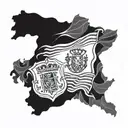 A tattoo design incorporating the flags of Spain and Poland in a creative and abstract way tattoo design idea