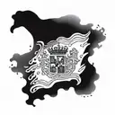 A tattoo design incorporating the flags of Spain and Poland in a creative and abstract way tattoo design idea