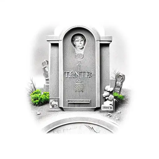 a tombstone with "thomas Dentler" on it tattoo design idea