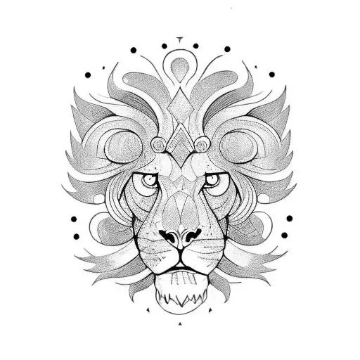 half skull, half lion head tattoo design idea