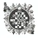chessboard as a galaxy, cosmic chess, infinite game, existential dread, choice, destiny, isolation, surrealism, hyperrea tattoo design idea