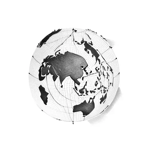 world map with latitude and longitude coordinates around it tattoo design idea