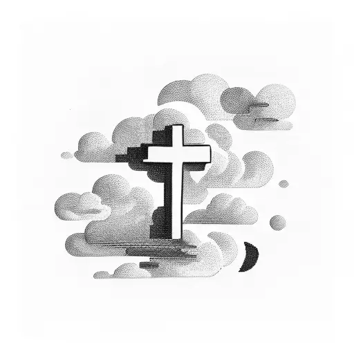 cross with clouds tattoo design idea