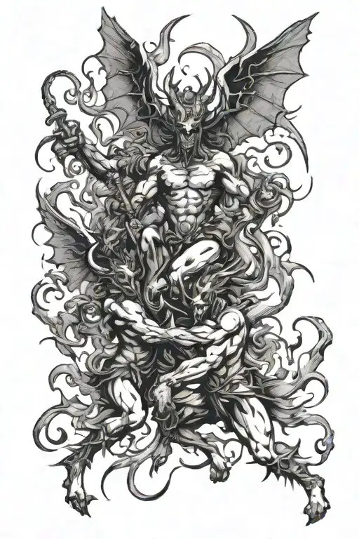 Demons Fighting against Angels tattoo design idea