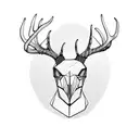 Deer skull with antlers, symmetrical, creepy design tattoo design idea