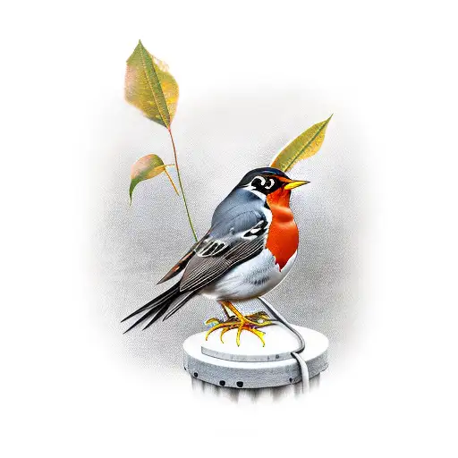 American Robin with a sailor hat tattoo design idea
