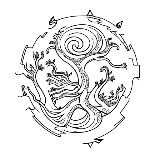 Tree dragon Ouroboros tattoo design idea