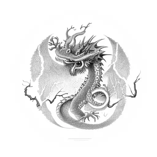 Tree dragon Ouroboros tattoo design idea
