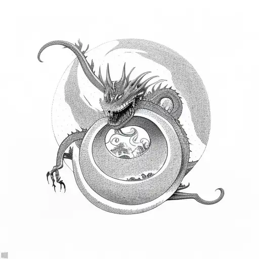 Tree dragon Ouroboros tattoo design idea