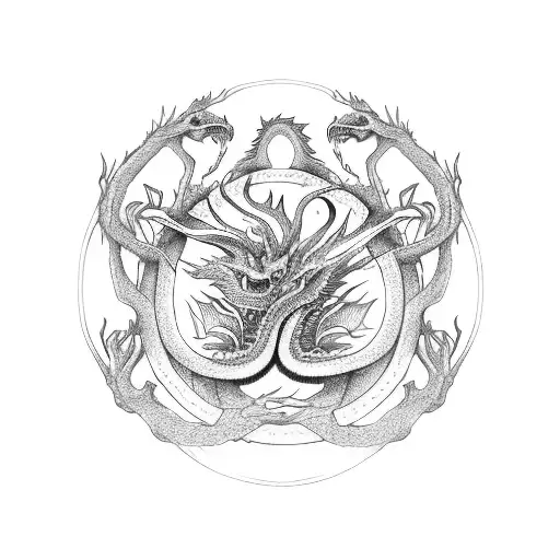 Tree dragon Ouroboros tattoo design idea
