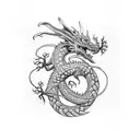 Tree dragon Ouroboros tattoo design idea