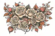 Roses and cherry blossom petals falling tattoo design idea