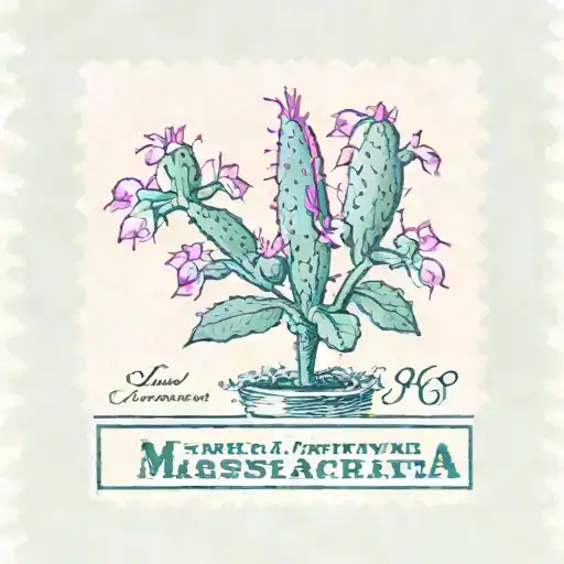 a stamp from massachusetts with a christmas cactus in it   tattoo design idea
