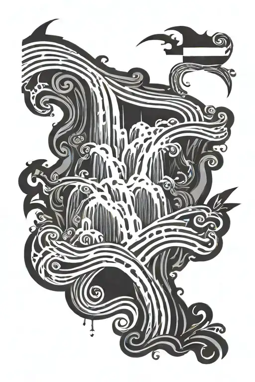 An intricate design combining elements of a waterfall and the Venezuelan flag tattoo design idea