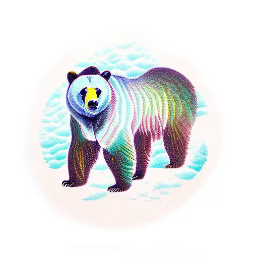 grizzly bear in forest  tattoo design idea