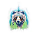 grizzly bear in forest  tattoo design idea