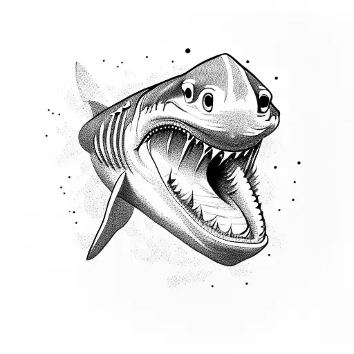 Shark with open mouth ready to attack tattoo design idea