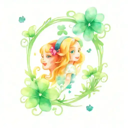 Clover and Alice in Wonderland tattoo design idea