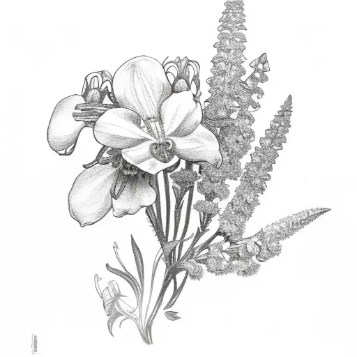 Aaliyah with larkspur flower tattoo design idea