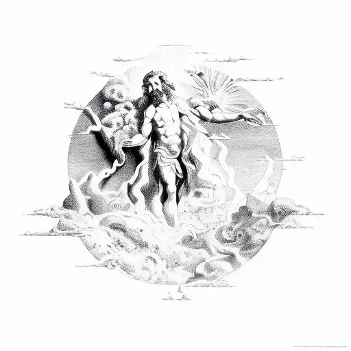 painting of creation of adam tattoo design idea
